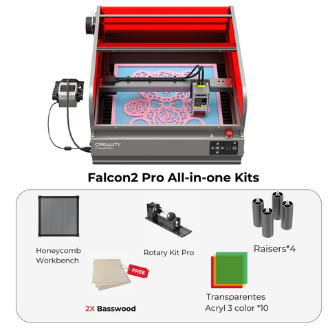 Falcon2 Pro 22W Enclosed Laser Engraver and Cutter Bundle - for Multiple Project Engraving