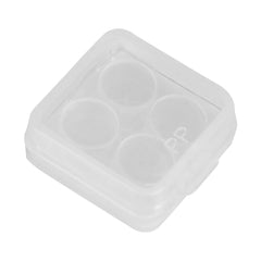 A small, transparent plastic container with a square shape and a snap-on lid, part of the CrealityFalcon Falcon2 Replace Protective Lens series. The container has four circular depressions inside and is made of polypropylene (PP).