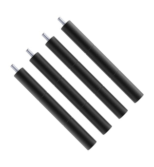 Four black cylindrical handles with a threaded metal screw protruding from one end, arranged diagonally side-by-side against a white background. Perfect for your crafting needs or as essential parts for your CrealityFalcon 10W & 5W CR-Laser Falcon Engraver Riser projects.