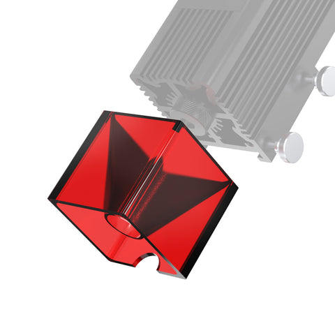 A red, transparent cube with beveled edges is shown being inserted into a gray, mechanical device. The single cube is highlighted, while the device appears semi-transparent, emphasizing the connection point. This scene could be part of a detailed demonstration for an advanced crafts project or even showcased by CrealityFalcon CR-Laser Falcon Laser Module Replacement Goggles enthusiasts.