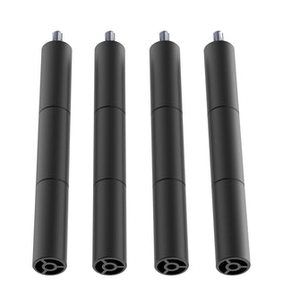 Image showing four identical black cylindrical rods arranged vertically. Each rod has a metallic threaded end at the top and a connection point at the bottom, perfect for use with crafts or as extensions. Ideal for pairing with engravers like the 10W & 5W CR-Laser Falcon Engraver Riser from CrealityFalcon, these rods offer precision and durability.