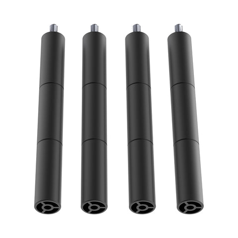Image showing four identical black cylindrical rods arranged vertically. Each rod has a metallic threaded end at the top and a connection point at the bottom, perfect for use with crafts or as extensions. Ideal for pairing with engravers like the 10W & 5W CR-Laser Falcon Engraver Riser from CrealityFalcon, these rods offer precision and durability.
