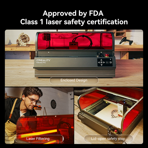 Falcon2 Pro 60W Enclosed Laser Cutter and Engraver Pro Safer