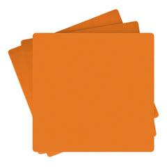 Four overlapping squares, resembling thin solid orange sheets, suggest a fanned layout ideal for creative laser cutter projects. These resemble Creality Falcon's Frosted Colorful Acrylic Sheets for Laser Engraver and Cutter - 10pcs.