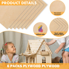 Basswood Plywood Sheets A4 1/8" x 8.27" x 11.69" for Laser Engraving and Cutting - Pack of 6pcs