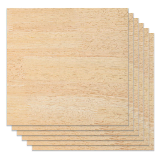 6pcs Rubberwood Spliced Plywood 1/8" x 11.8" x 11.8" for Laser Engraving 1600