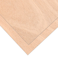 Two overlapping Creality Falcon Mahogany Plywood Sheets (1/8" x 11.8" x 11.8") lie against a white background. The visible wood grain and aligned edges highlight their thinness and eco-friendly texture, making them ideal for laser engraving or cutting.