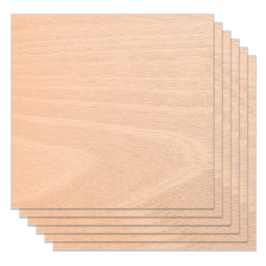6pcs Mahogany Plywood 1/8" x 11.8" x 11.8" for Laser Engraving 1600