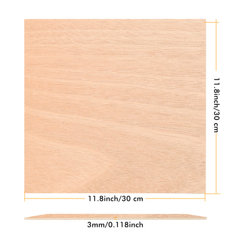 Mahogany Plywood 1/8" x 11.8" x 11.8" for Laser Engraving and Cutting - Pack of 6pcs