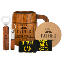 Men's Birthday Gift Set: Beer Opener, Coaster, Wood Mug, Keychain, Socks for Falcon Laser Engraving