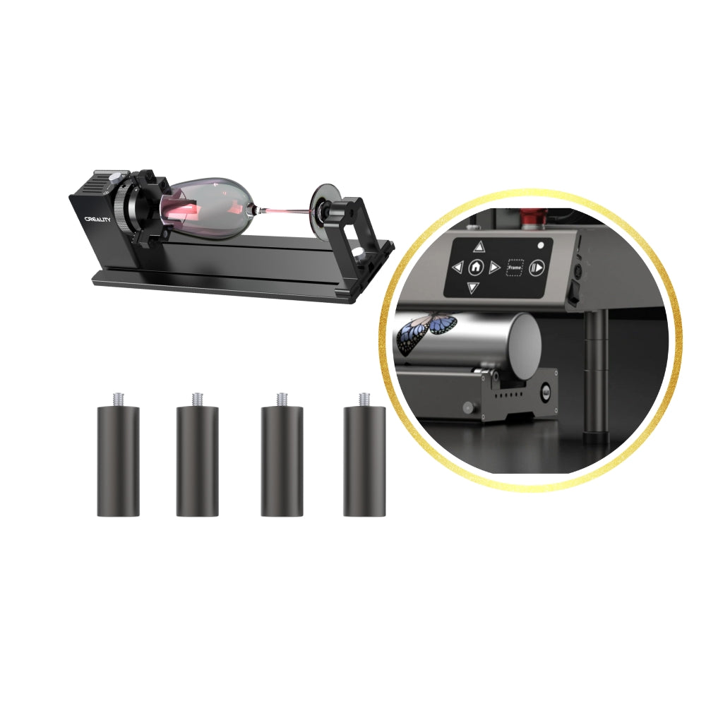 Falcon Rotary Kit Pro with Risers(4Packs) Bundle for Curved Surface Laser Engraving