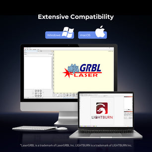 An advertisement showcases a desktop computer and a laptop displaying 