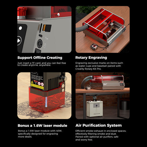 Falcon2 Pro 40W Enclosed Laser Engraver and Cutter Bundle Packages